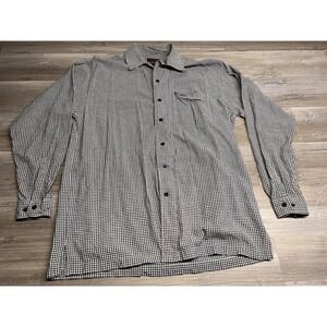 Vintage Y2K Fubu Mens Shirt XL Blue White Checkered Plaid‎ Button Up Long Sleeve